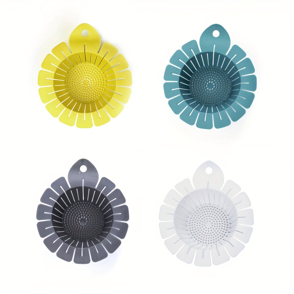 4-Pack FlexiHome Flower-Shaped Silicone Sink Strainers, Adjustable Anti-Clog Drain Basket, Universal Fit for All Sinks, Easy Clean Kitchen Sink Filter Protector