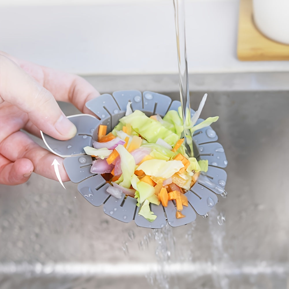 4-Pack FlexiHome Flower-Shaped Silicone Sink Strainers, Adjustable Anti-Clog Drain Basket, Universal Fit for All Sinks, Easy Clean Kitchen Sink Filter Protector