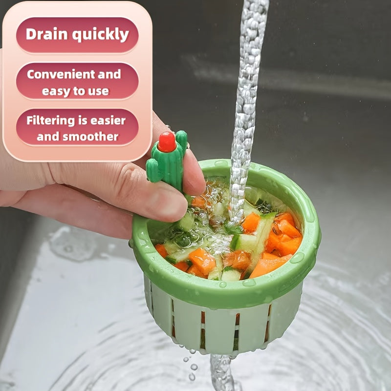 3pcs Sink Basket Strainer, Cactus Shaped Draining Basket, Kitchen Sink Strainer, Vegetables Basin Filter Net, Dry-Wet Separation Design, Prevent Drainage Blockage, Kitchen Sink Strainer, Sink Strainer Basket, Sink Drain Stopper, Kitchen Stuff
