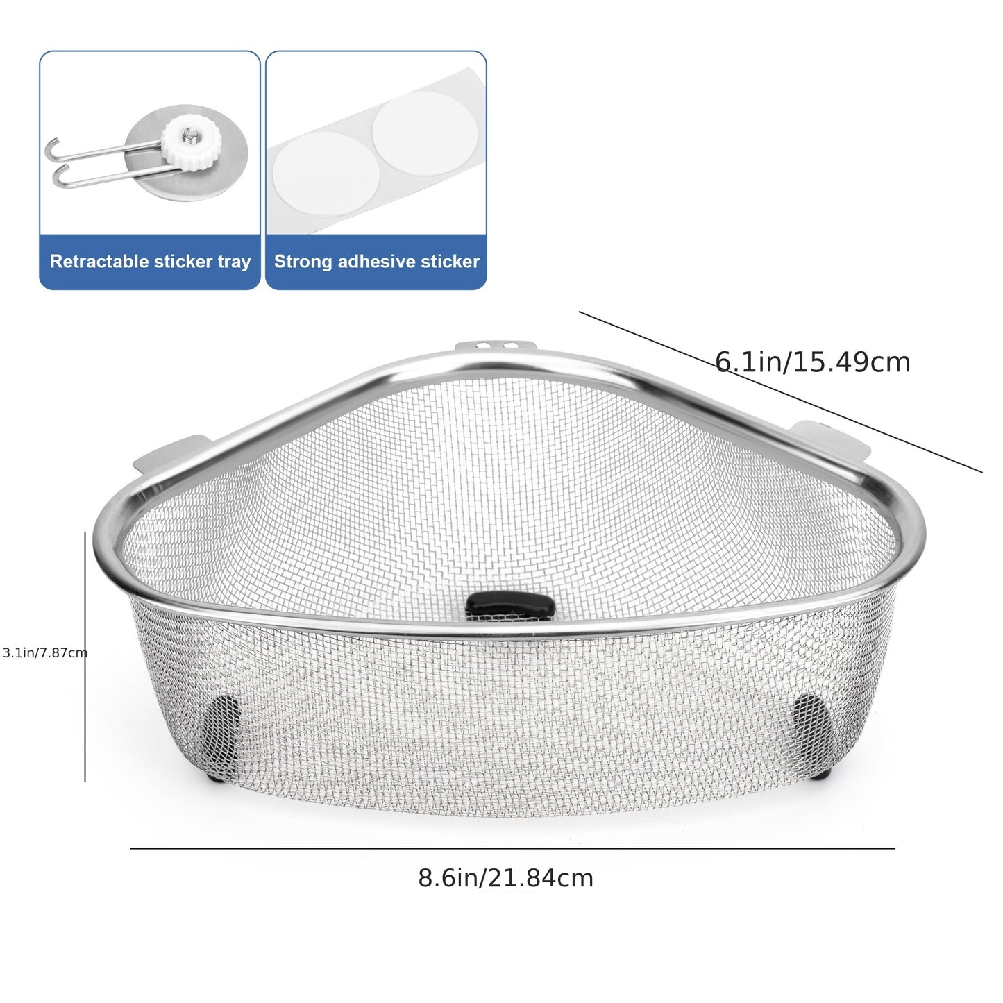 Steel Drain Basket Stainless Steel Sink Drain Basket | Standing And Hanging Dual-use Model - Nail-free Double-sided Adhesive new Version