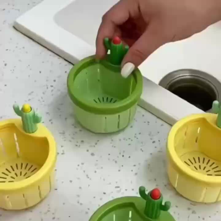 3pcs Sink Basket Strainer, Cactus Shaped Draining Basket, Kitchen Sink Strainer, Vegetables Basin Filter Net, Dry-Wet Separation Design, Prevent Drainage Blockage, Kitchen Sink Strainer, Sink Strainer Basket, Sink Drain Stopper, Kitchen Stuff