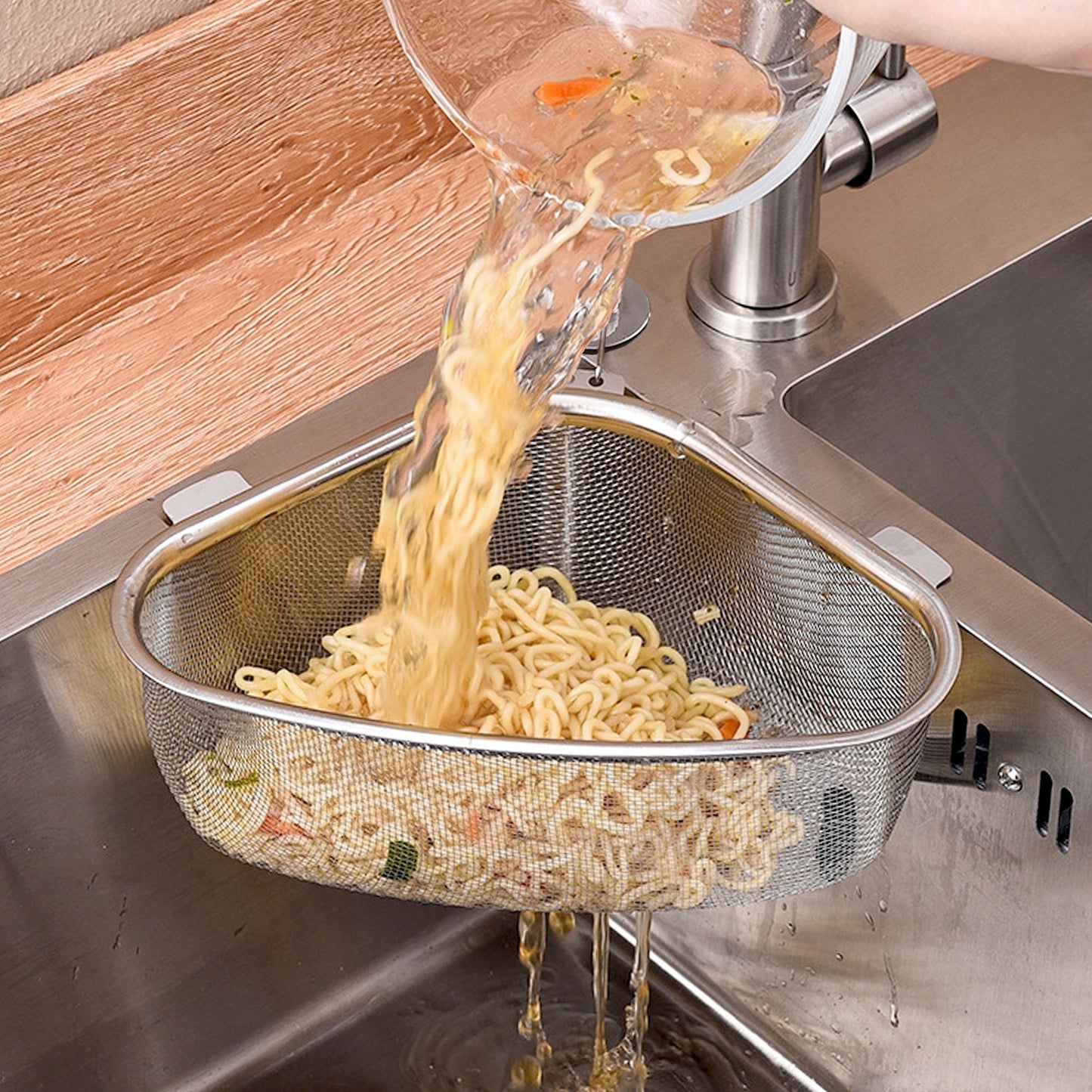 Steel Drain Basket Stainless Steel Sink Drain Basket | Standing And Hanging Dual-use Model - Nail-free Double-sided Adhesive new Version