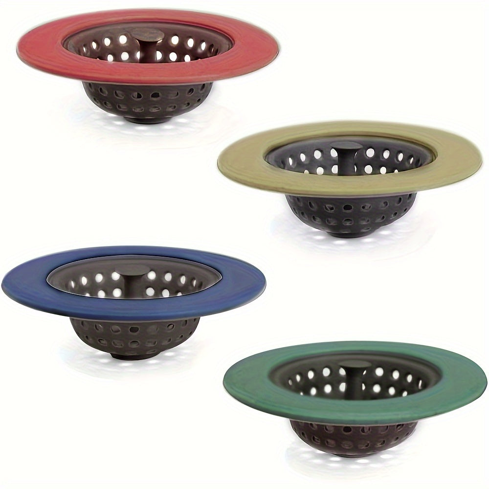 4pack Kitchen Silicone Sink Strainer Garbage Disposal Strainer Sink Drain Catcher Plug Drain Cover Kitchen Sink Basket for Kitchen Sinks Silicone Beige Pink Blue Green