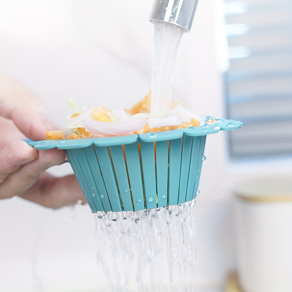 4-Pack FlexiHome Flower-Shaped Silicone Sink Strainers, Adjustable Anti-Clog Drain Basket, Universal Fit for All Sinks, Easy Clean Kitchen Sink Filter Protector