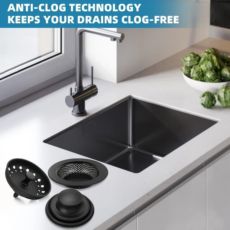 Premium Kitchen Sink Stopper Strainer Set Universal Basket Strainer Filters with Anti-Clog Drain Plugs, Perforated Basket Drain Sieve, Durable Stainless Steel Construction, Easy To Clean and Install