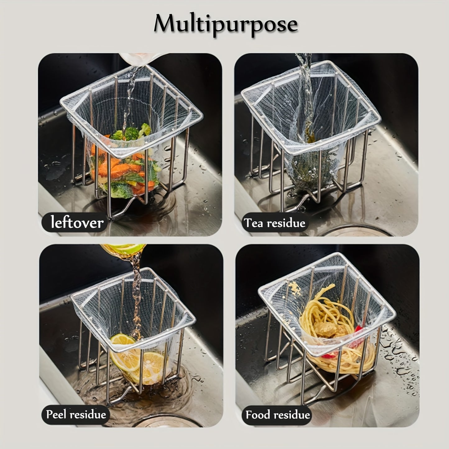 Kitchen Sink Strainer With Sink Basket Holder Sink Strainer Net Bag, Mesh Sink Strainers For Kitchen Sink Food Catcher, Sink Trash Catcher For Garbage Leftovers Etc.