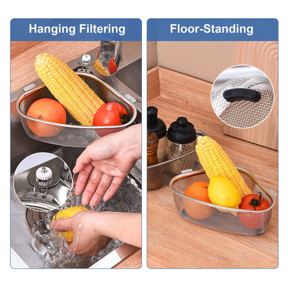 Steel Drain Basket Stainless Steel Sink Drain Basket | Standing And Hanging Dual-use Model - Nail-free Double-sided Adhesive new Version