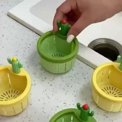 3pcs Sink Basket Strainer, Cactus Shaped Draining Basket, Kitchen Sink Strainer, Vegetables Basin Filter Net, Dry-Wet Separation Design, Prevent Drainage Blockage, Kitchen Sink Strainer, Sink Strainer Basket, Sink Drain Stopper, Kitchen Stuff
